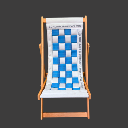 OSKAR Liegestuhl blau weiß